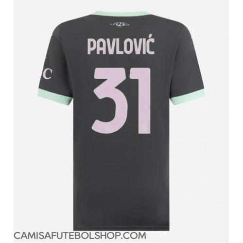 Camisa de time de futebol AC Milan Strahinja Pavlovic #31 Replicas 3º Equipamento Feminina 2024-25 Manga Curta